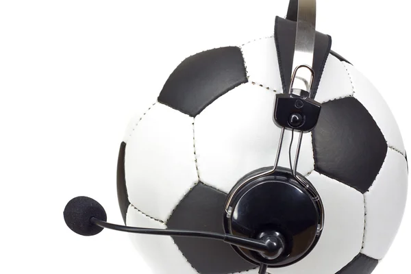 Voetbal concept, bal als commentator — Stockfoto