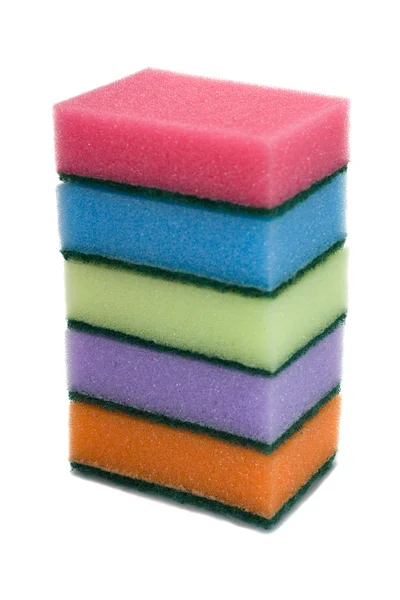 Cinco esponjas coloridas — Fotografia de Stock