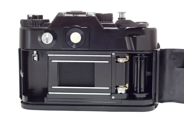 Câmera reflexa antiga com tampa aberta — Fotografia de Stock