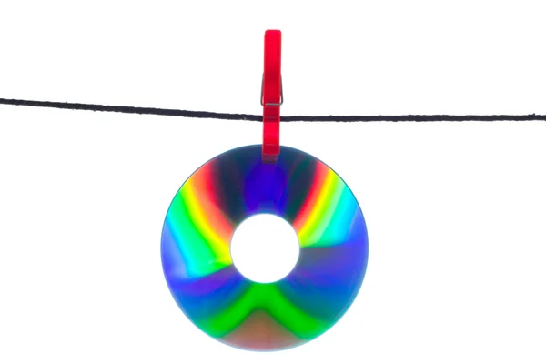 Cd on clothes line — Stock Photo, Image
