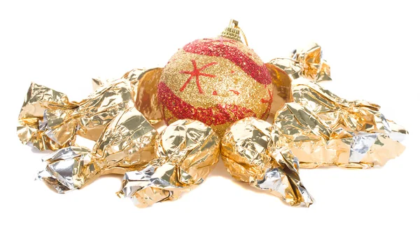 Christmas ball and truffles as flower — Stock Photo, Image