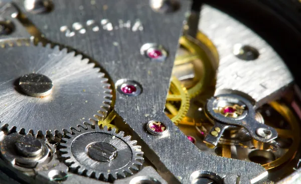 Close-up clock mechanism, shalow dof — Stock Photo, Image