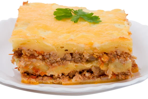 Gros plan lasagne sur assiette — Photo