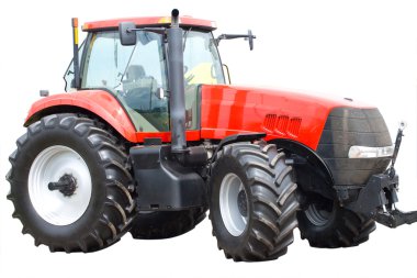 New red tractor isolated clipart