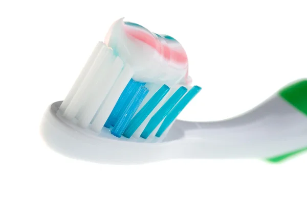 Close-up zubní kartáček s pastou barva — Stock fotografie