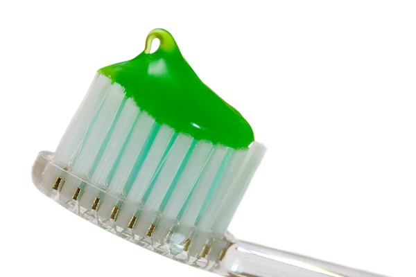 Close-up zubní kartáček s pastou — Stock fotografie