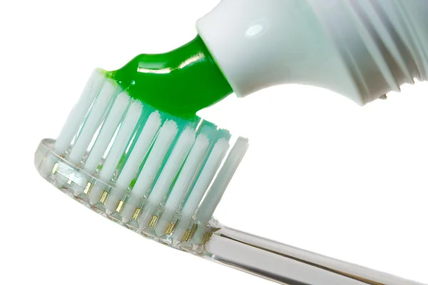 Close-up tooth-brush with tooth-paste — Stock Photo, Image