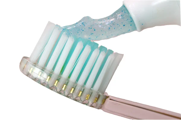 Close-up tandenborstel met tand-verleden — Stockfoto
