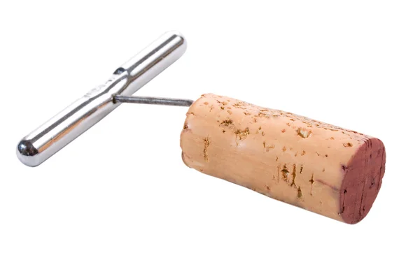 Corkscrew and cork — Stock Photo, Image