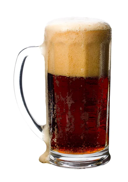 Mörkt öl glas med skum — Stockfoto