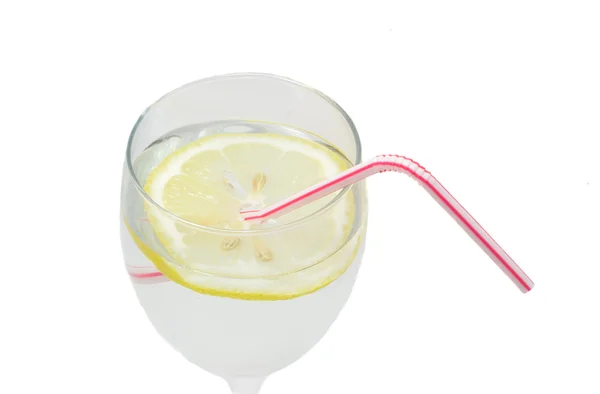 Glass with straw and lemon 3 — Stock Photo, Image