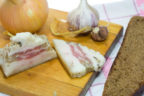 Strutto, aglio, cipolla, pane — Foto Stock
