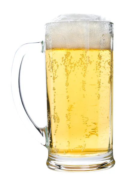 Bicchiere di birra leggero con schiuma — Foto Stock