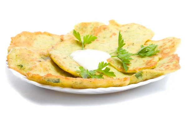 stock image Pancake from marrow with parsley