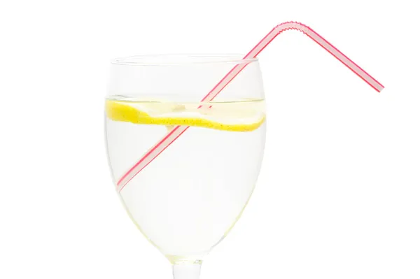 Glass with straw and lemon 2 — Stock Photo, Image