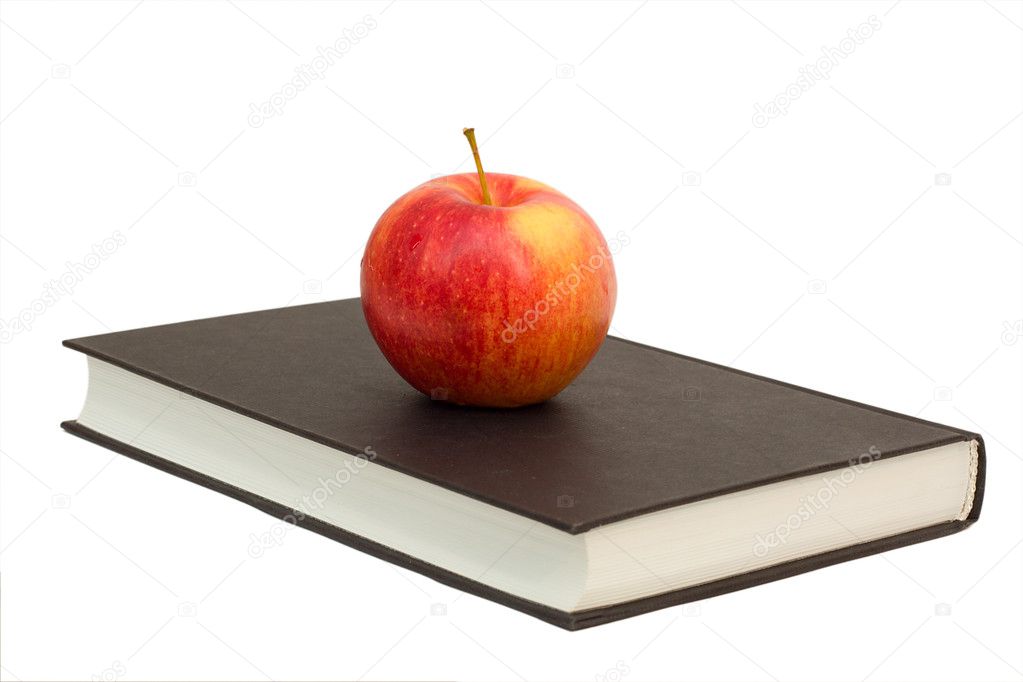 Red apple on book