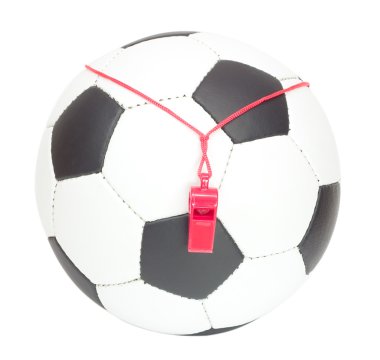 Soccer concept, ball with whistle clipart