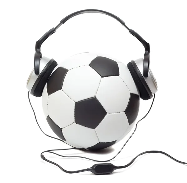 Voetbal in hoofdtelefoon — Stockfoto