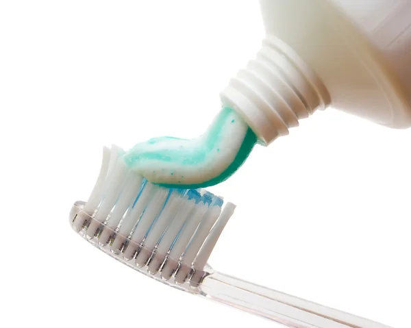 歯磨き剤で歯ブラシ — ストック写真