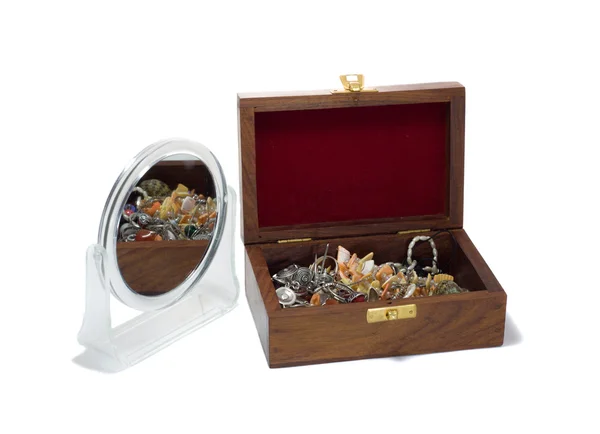 Treasure chest and mirror — Stock Photo, Image