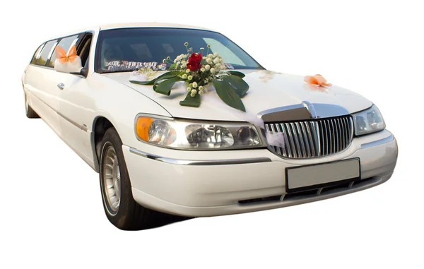 stock image Wedding limousine with flowers