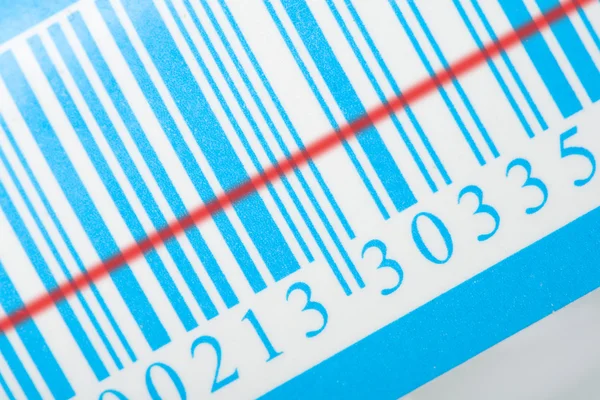Blauer Barcode mit Laserstreifen — Stockfoto