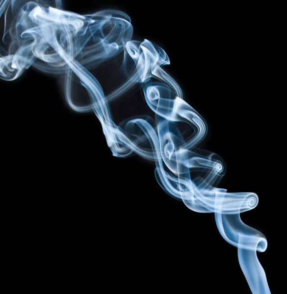 Blue dense smoke on black — Stock Photo, Image