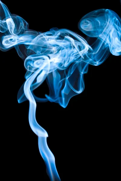 Blue smoke on black — Stock Photo, Image