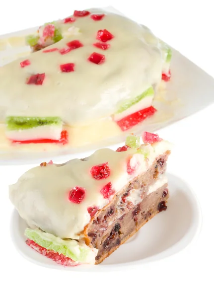 Tårta med grädde och frukt gelé — Stockfoto