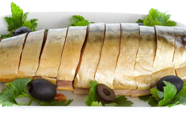 Close-up mackerel on plate — Stock Photo, Image