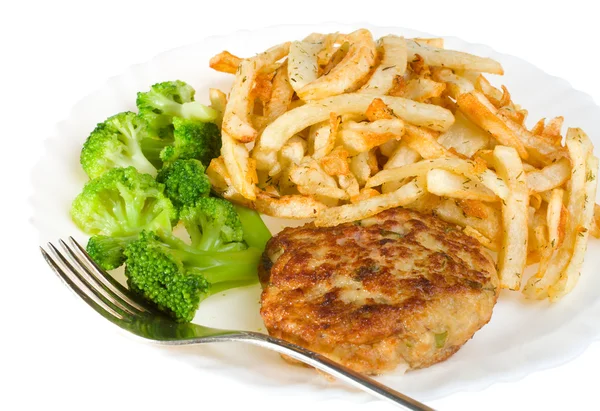 Schnitzel mit Brokkoli und Kartoffeln — Stockfoto