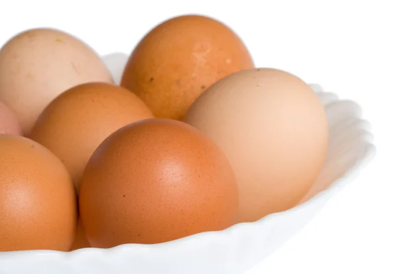 Eier auf weißem Teller — Stockfoto