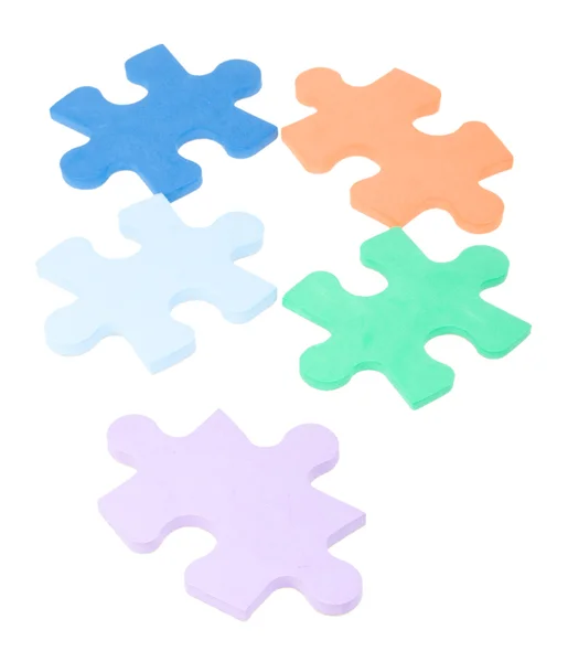 Five colored puzzle blocks — Stock Photo, Image
