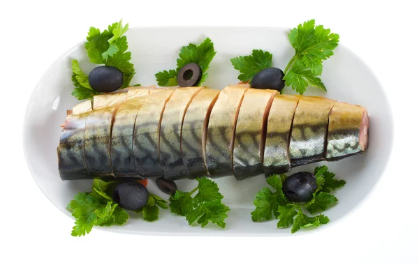 Mackerel on plate — Stock Photo, Image