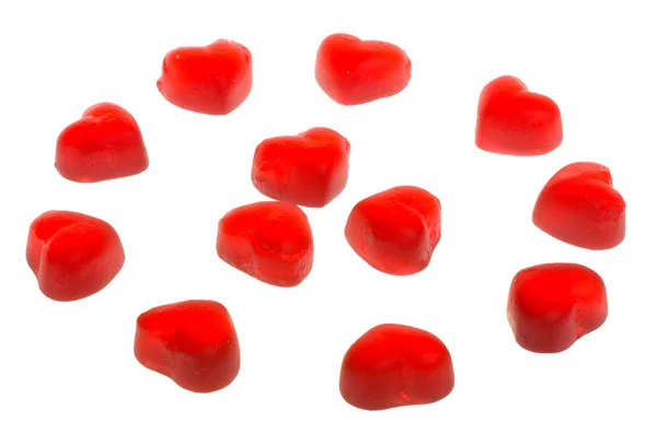 Many heart shaped fruit jellies — Stock Photo, Image