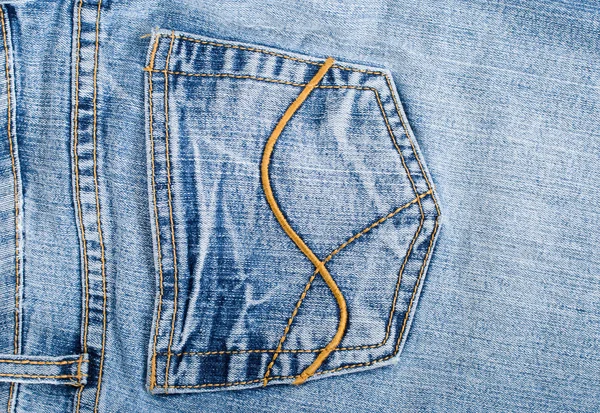 Gamla Blå jeans bakficka konsistens — Stockfoto