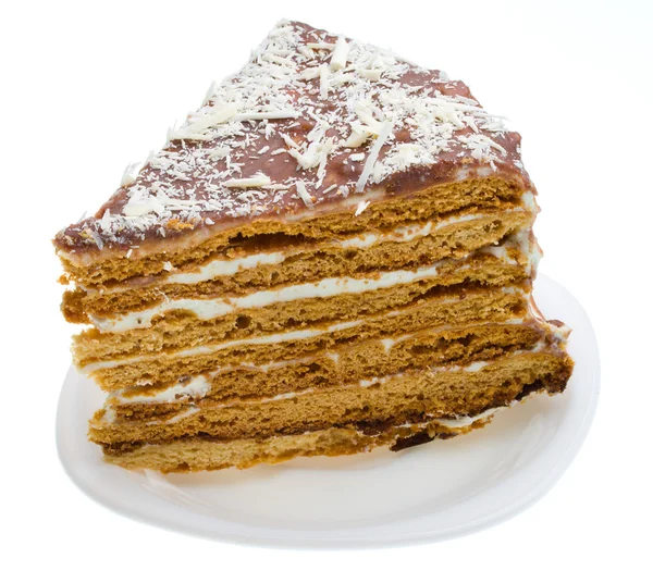 Кусок домашнего медового торта — стоковое фото