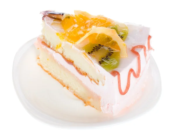 Piese van cake met vruchten — Stockfoto