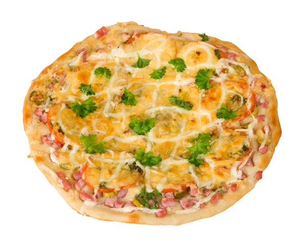 Pizza with ham isolated — Stock Photo, Image