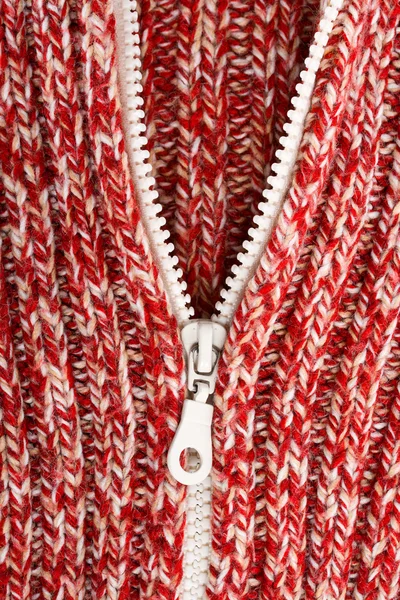 Sweter wełniany czerwone z zamkiem błyskawicznym — Zdjęcie stockowe