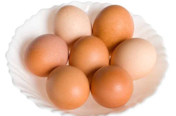 Sieben Eier auf dem Teller — Stockfoto