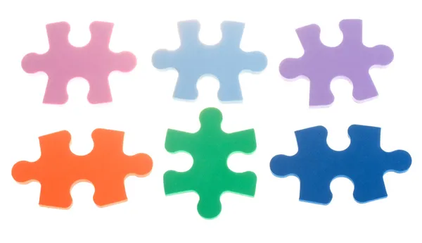 Seis blocos de quebra-cabeça cor — Fotografia de Stock