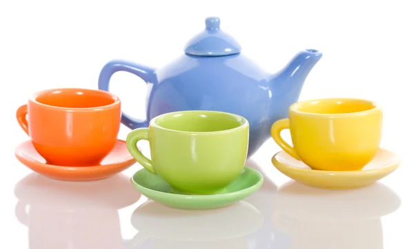 Чайник і набір чашок — стокове фото