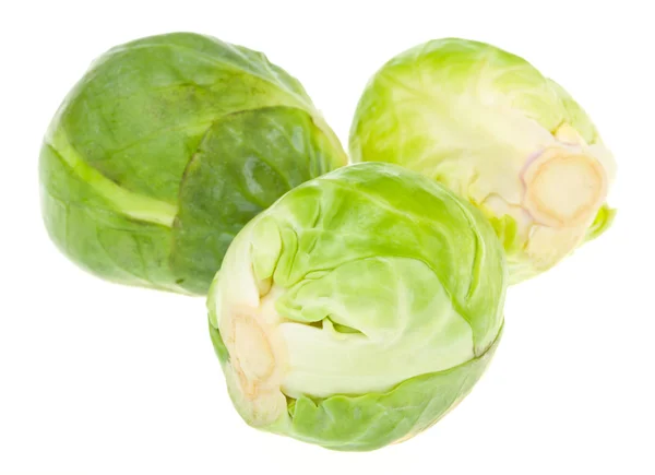 Three brussels sprouts isolated — Stock Photo, Image