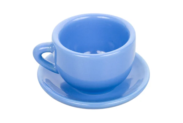 Gros plan tasse bleue avec soucoupe — Photo