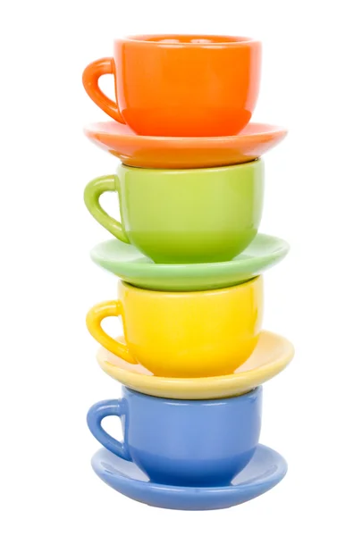Чотири різнокольорові чашки — стокове фото
