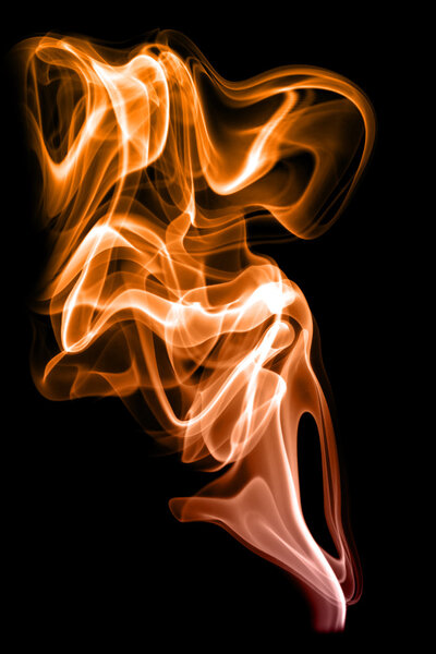 Colored smoke on the white background