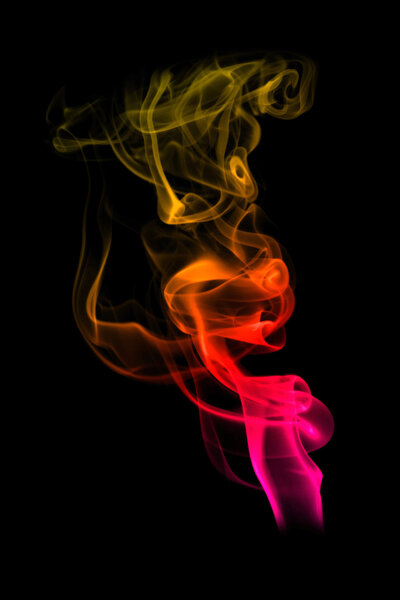 Colored smoke on the black background
