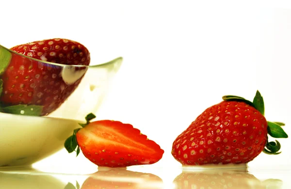 Strawberry In Milk — Stock Photo, Image