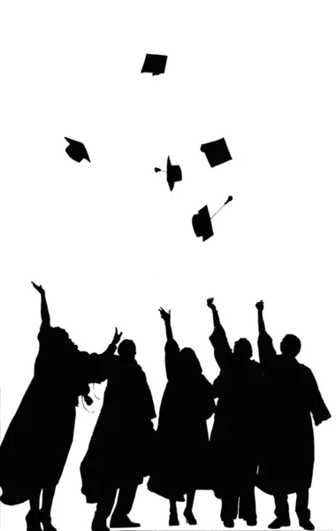 Studenti Silhouette Graduazione — Foto Stock